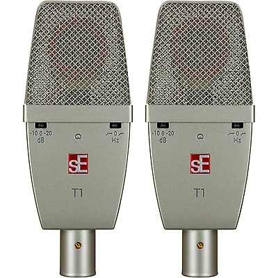 sE Electronics SE T1-PAIR Factory Matched Pair of T1 Large Diaphragm Condenser Microphones w/Mount and Case Titanium