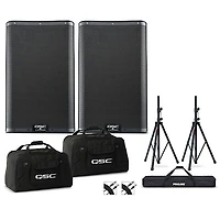 QSC K10.2 10" 2,000W Powered Speaker Pair With Bags, Stands & Cables