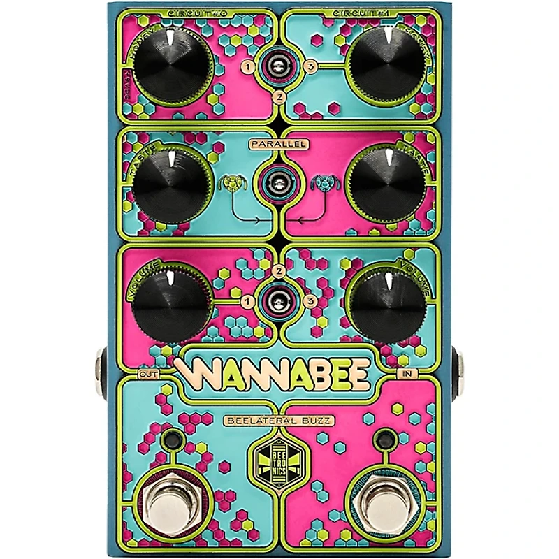 Beetronics FX Wannabee Beelateral Buzz Dual-Drive Effects Pedal Blue Anodized