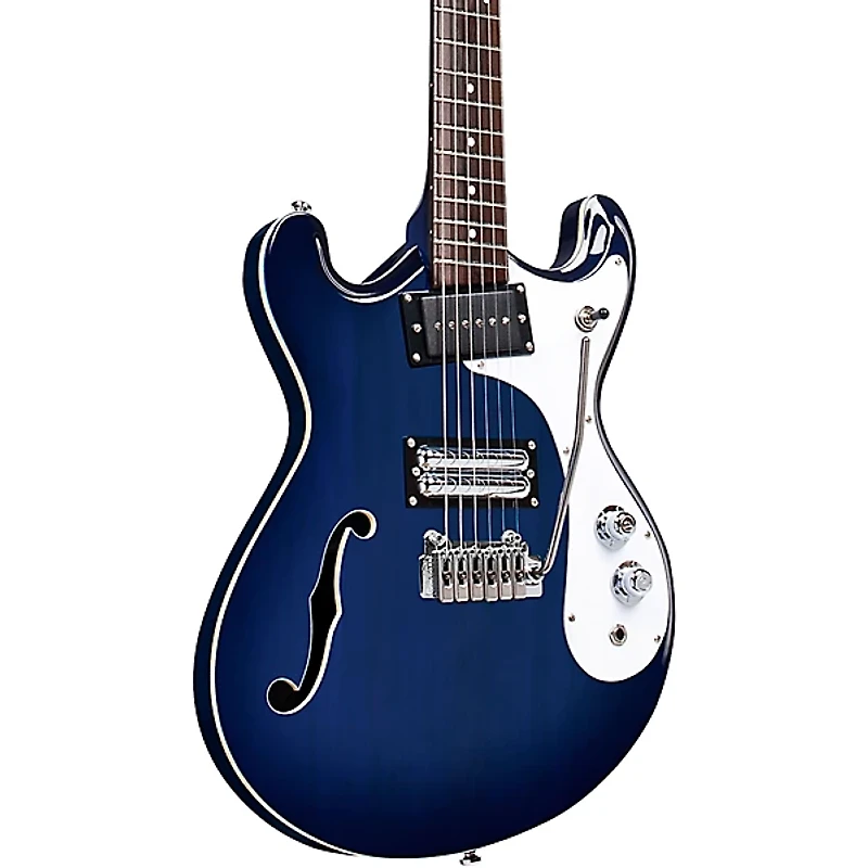 Danelectro 66BT Semi-Hollow Baritone Electric Guitar Transparent Blue