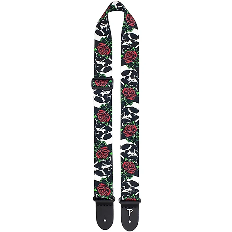 Perri's Skull & Roses Polyester Guitar Strap Black 2 in.