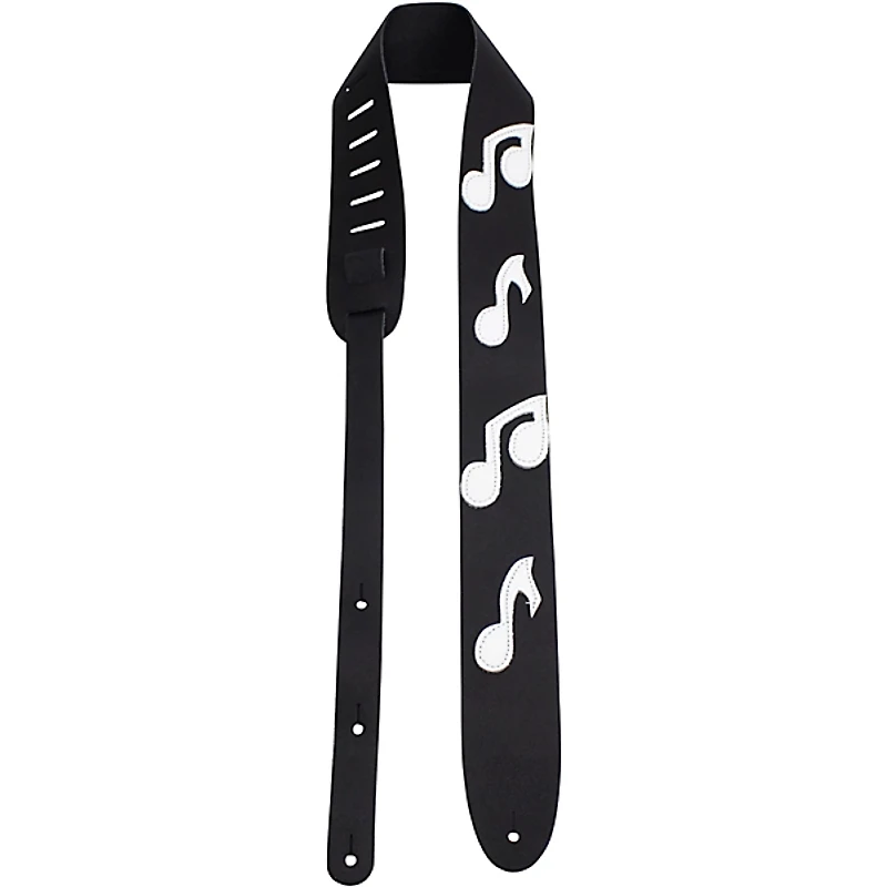 Perri's Music Notes Leather Guitar Strap Black 2.5 in.