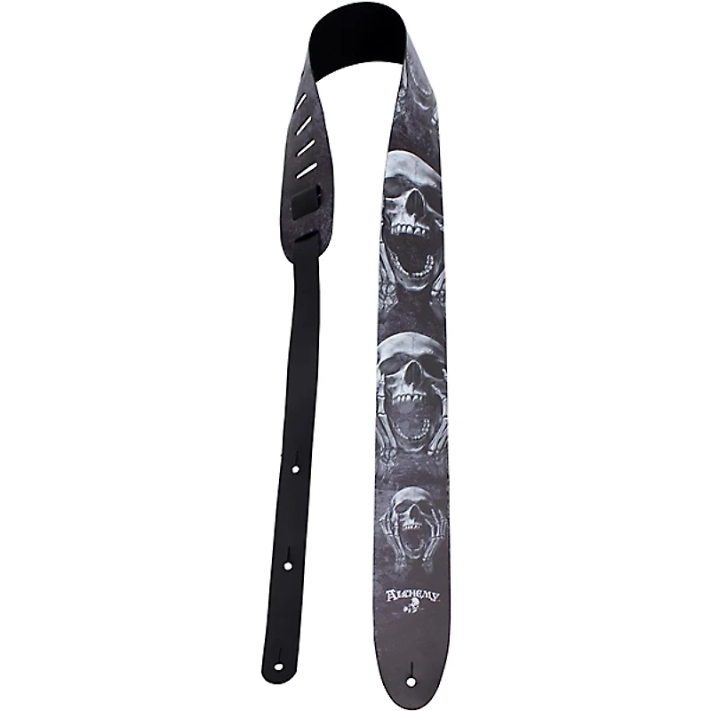 Perri's Printed Skull Leather Guitar Strap Black 2.5 in.