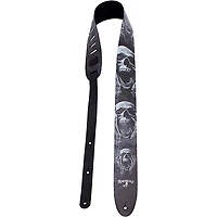 Perri's Printed Skull Leather Guitar Strap Black 2.5 in.