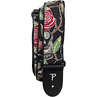 Perri's Skull and Roses Jacquard Guitar Strap Black 2 in.