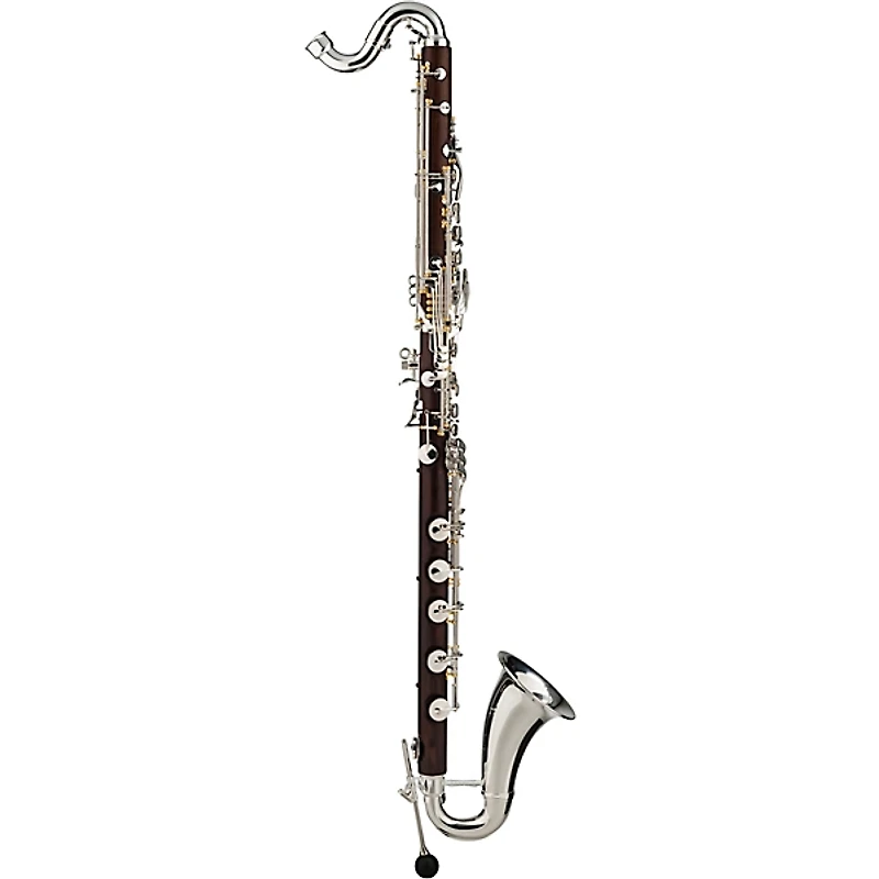 Backun Backun Q Series Low C Bass Clarinet in Cocobolo with Gold Plated Posts and Silver Plated Keys, 2-Piece Neck, Marcus Bonna Compact Case Silver Plated Keys Cocobolo Body