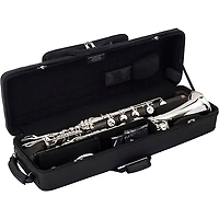 Backun Backun Q Series Low C Bass Clarinet in Cocobolo with Gold Plated Posts and Silver Plated Keys, 2-Piece Neck, Marcus Bonna Compact Case Silver Plated Keys Cocobolo Body