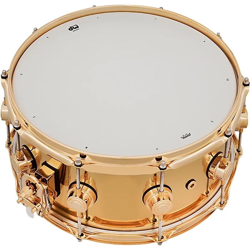 DW Collector's Series Polished Brass Snare with Gold Hardware 14 x 6.5 in.