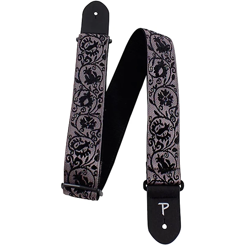 Perri's Black Lace Floral Jacquard Guitar Strap 2 in.