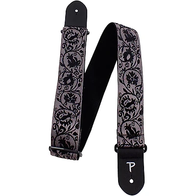 Perri's Black Lace Floral Jacquard Guitar Strap 2 in.