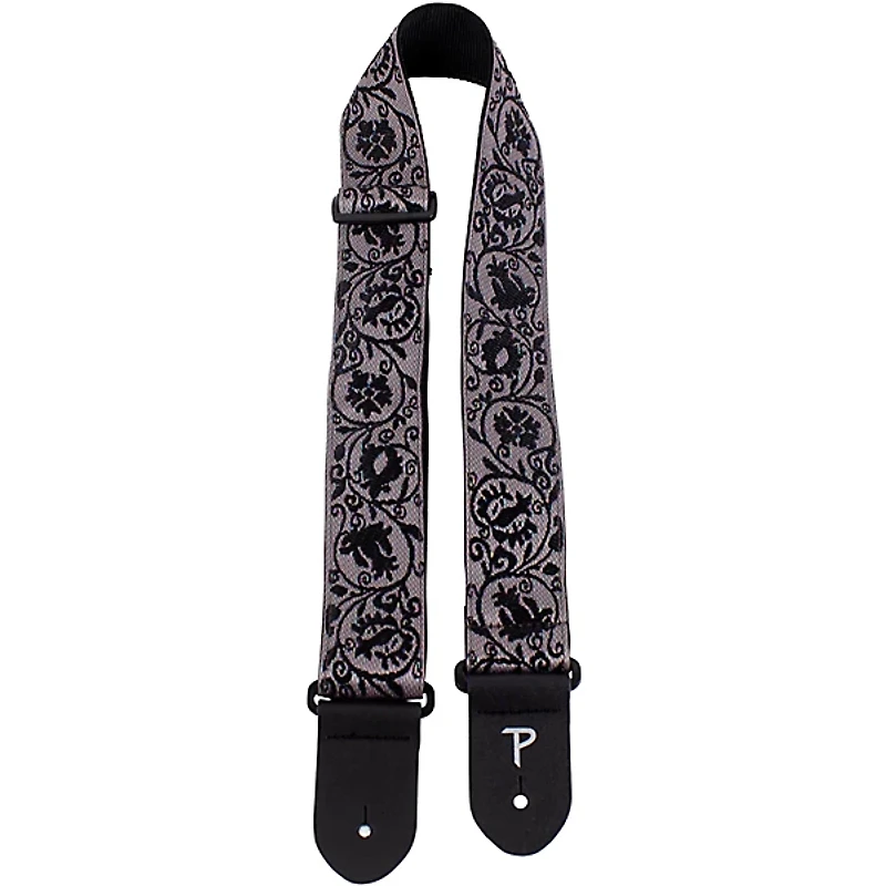 Perri's Black Lace Floral Jacquard Guitar Strap 2 in.