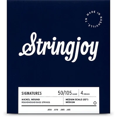 Stringjoy Signatures 4 String Medium Scale Nickel Wound Bass Guitar Strings