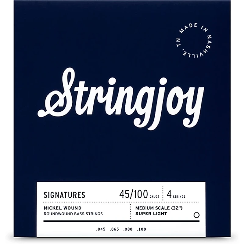Stringjoy Signatures 4 String Medium Scale Nickel Wound Bass Guitar Strings