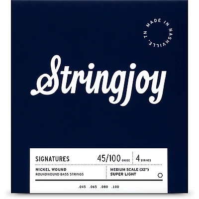 Stringjoy Signatures 4 String Medium Scale Nickel Wound Bass Guitar Strings