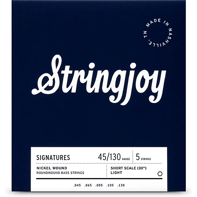 Stringjoy Signatures 5 String Short Scale Nickel Wound Bass Guitar Strings 45 - 130