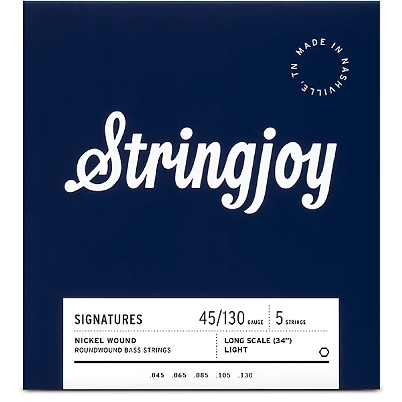 Stringjoy Signatures 5 String Long Scale Nickel Wound Bass Guitar Strings