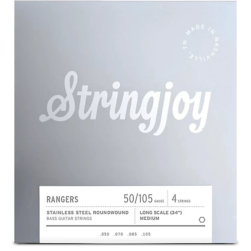 Stringjoy Rangers 4 String Long Scale Stainless Steel Bass Guitar Strings