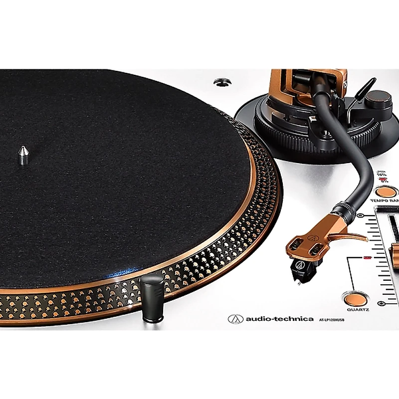 Audio-Technica AT-LP120XUSB-WB Direct-Drive Record Player (Analog & USB) White and Bronze