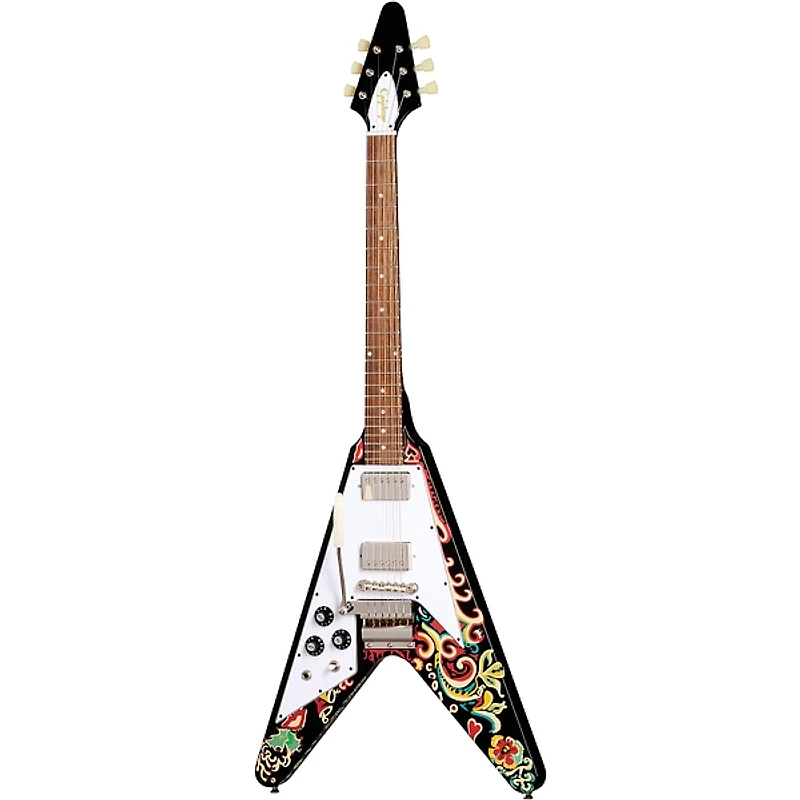 Epiphone Jimi Hendrix "Love Drops" Flying V Left-Handed Electric Guitar Ebony w/Artwork