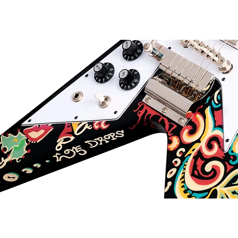 Epiphone Jimi Hendrix "Love Drops" Flying V Left-Handed Electric Guitar Ebony w/Artwork