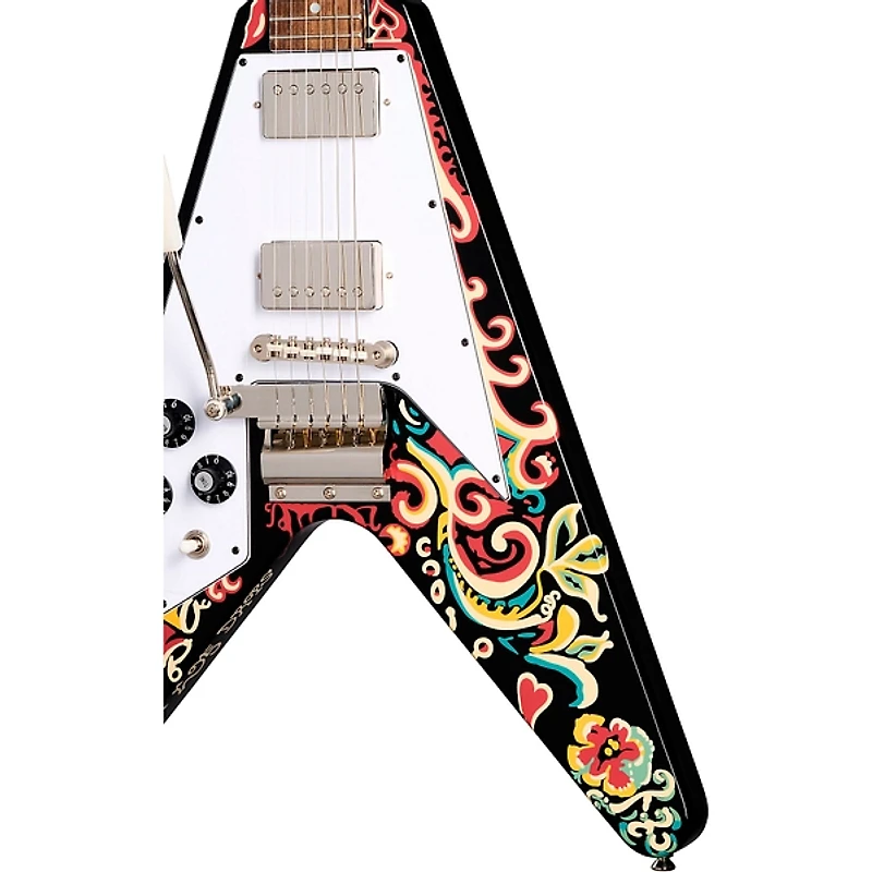 Epiphone Jimi Hendrix "Love Drops" Flying V Left-Handed Electric Guitar Ebony w/Artwork