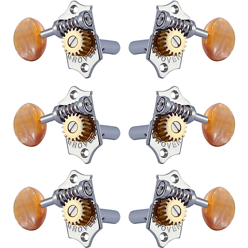 Grover Sta-Tite With 18:1 Gear Ratio 97-18 Series Amber Acryllic Button Tuning Machines