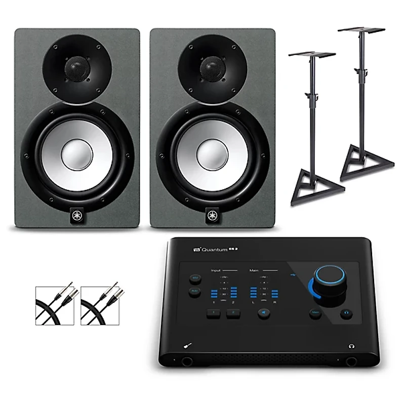 PreSonus Quantum ES2 Audio Interface With Yamaha HS Series Studio Monitor Pair (Cables & Stands Included) -