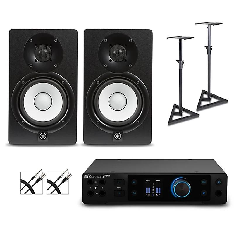 PreSonus Quantum HD2 Audio Interface with Yamaha HS Series Studio Monitor Pair (Cables & Stands Included)