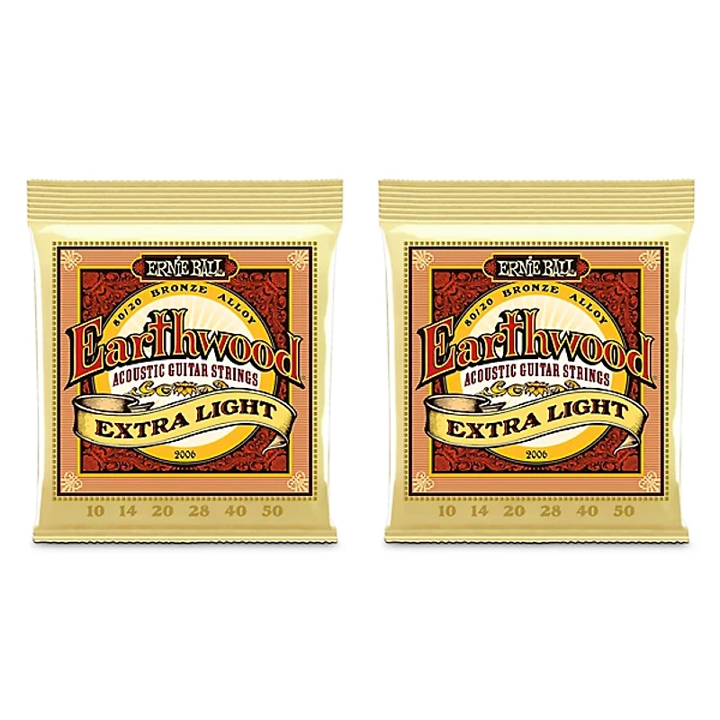 Ernie Ball 2006 Earthwood 80/20 Bronze Extra Light Acoustic Guitar Strings 2-Pack