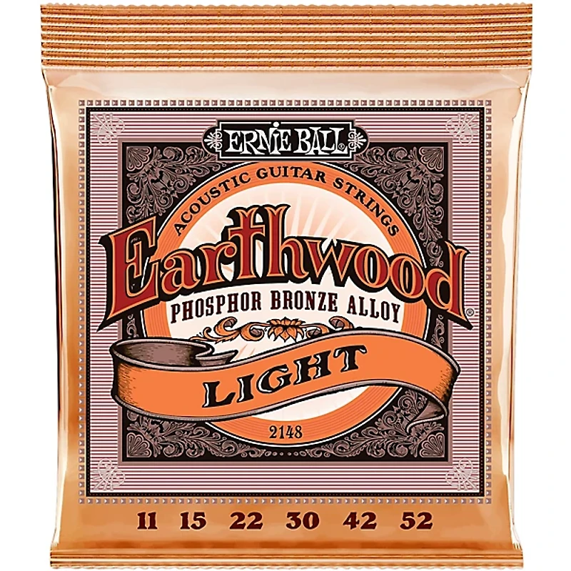 Ernie Ball 2148 Earthwood Phosphor Bronze Light Acoustic Guitar Strings 2-Pack