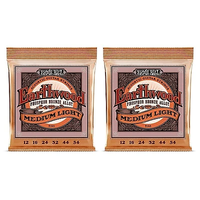 Ernie Ball 2146 Earthwood Phosphor Bronze Medium-Light Acoustic Guitar Strings 2-Pack