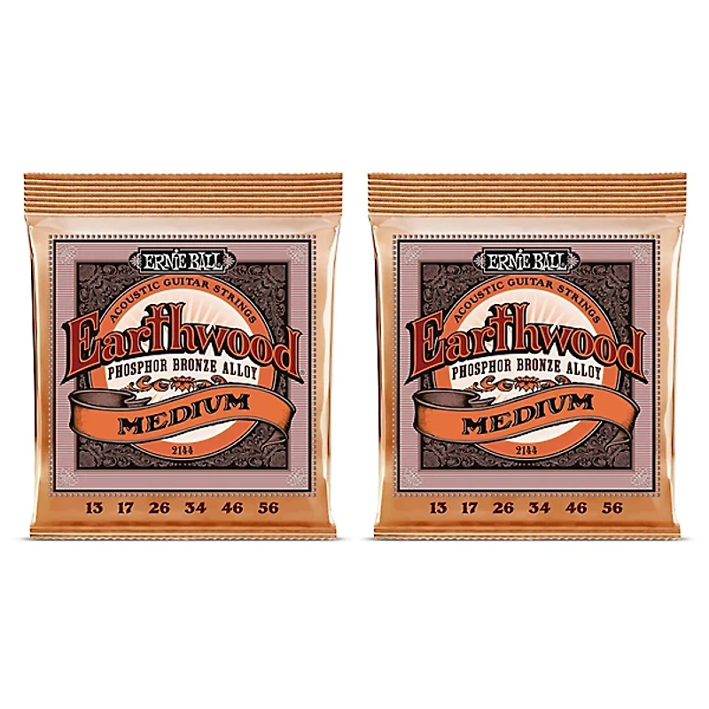 Ernie Ball 2144 Earthwood Phosphor Bronze Medium Acoustic Guitar Strings 2-Pack