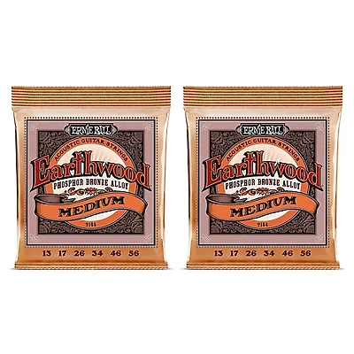 Ernie Ball 2144 Earthwood Phosphor Bronze Medium Acoustic Guitar Strings 2-Pack