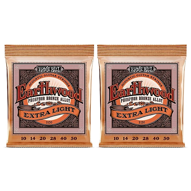 Ernie Ball Earthwood Phosphor Bronze Light Acoustic Guitar Strings 2-Pack