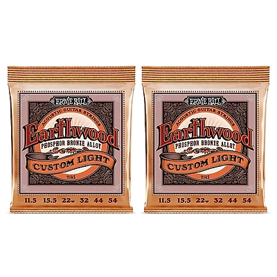 Ernie Ball 2145 Earthwood Phosphor Bronze Custom Light Acoustic Strings 2-Pack