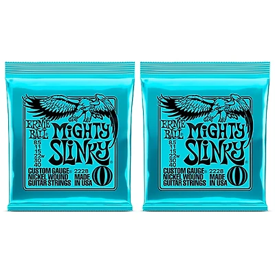 Ernie Ball 2228 Mighty Slinky Nickel Wound Electric Guitar Strings 2-Pack