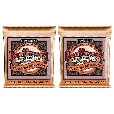 Ernie Ball 2143 Earthwood Phosphor Bronze Custom Medium Acoustic Strings 2-Pack