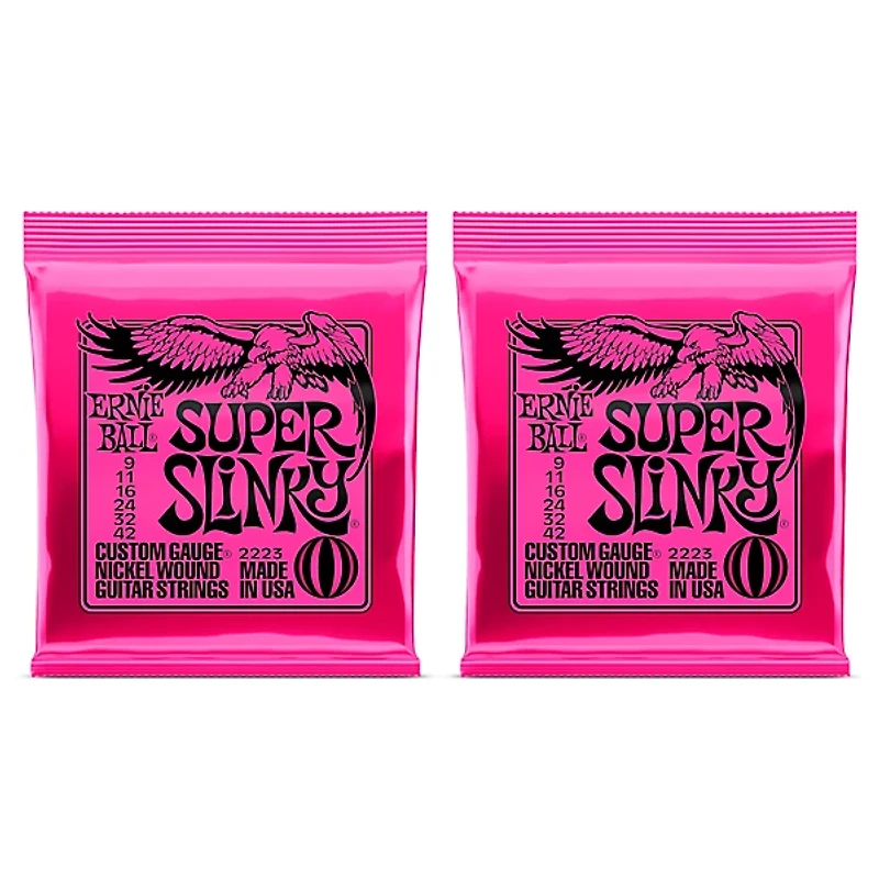 Ernie Ball 2223 Super Slinky Nickel Wound Electric Guitar Strings 2-Pack
