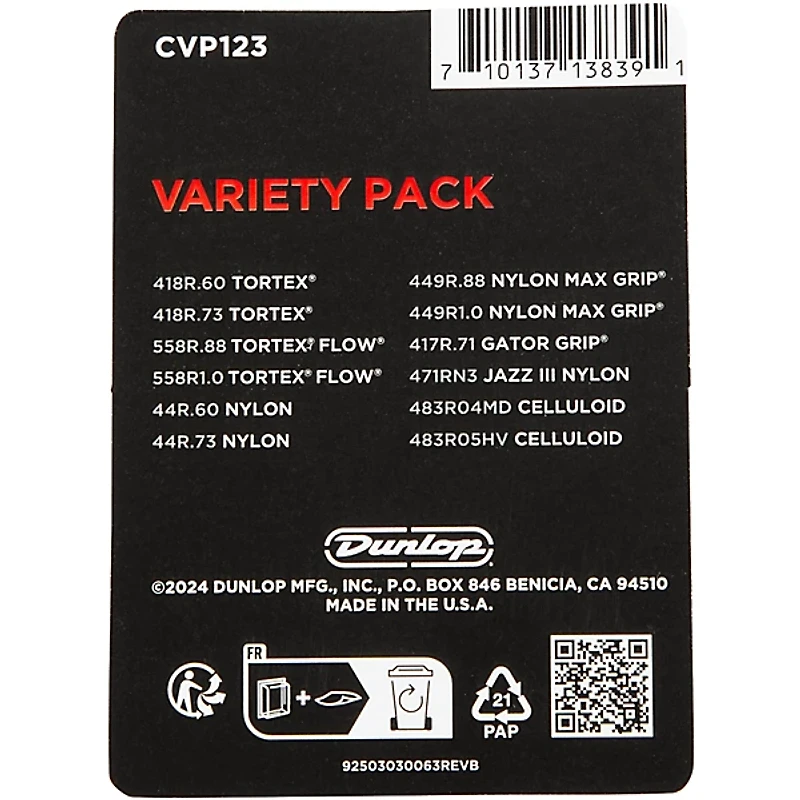 Dunlop Player's Variety Pick Pack 36 Pack