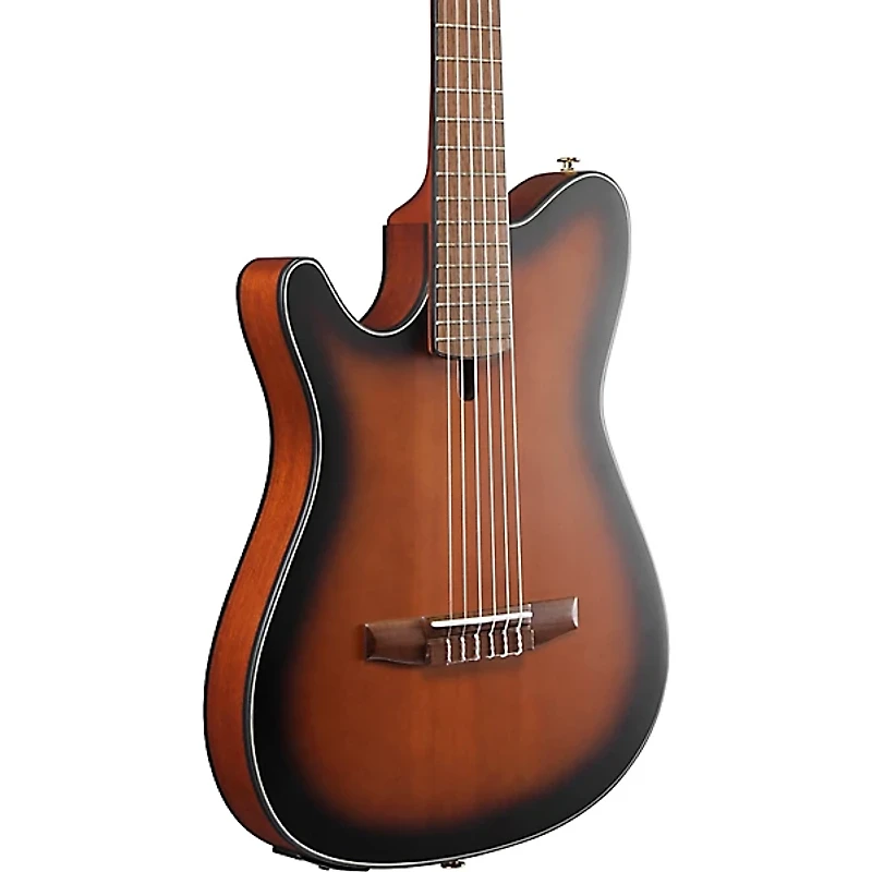 Ibanez FRH10NL Left-Handed Nylon-String Acoustic-Electric Guitar Brown Sunburst Flat