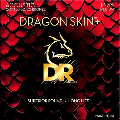 DR Strings Dragon Skin+ Coated Accurate Core Technology 6-String 80/20 Acoustic Guitar Strings