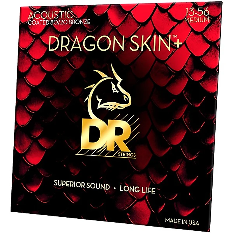 DR Strings Dragon Skin+ Coated Accurate Core Technology 6-String 80/20 Acoustic Guitar Strings