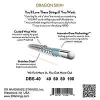 DR Strings Dragon Skin+ Coated Accurate Core Technology 4-String Stainless Steel Bass Strings