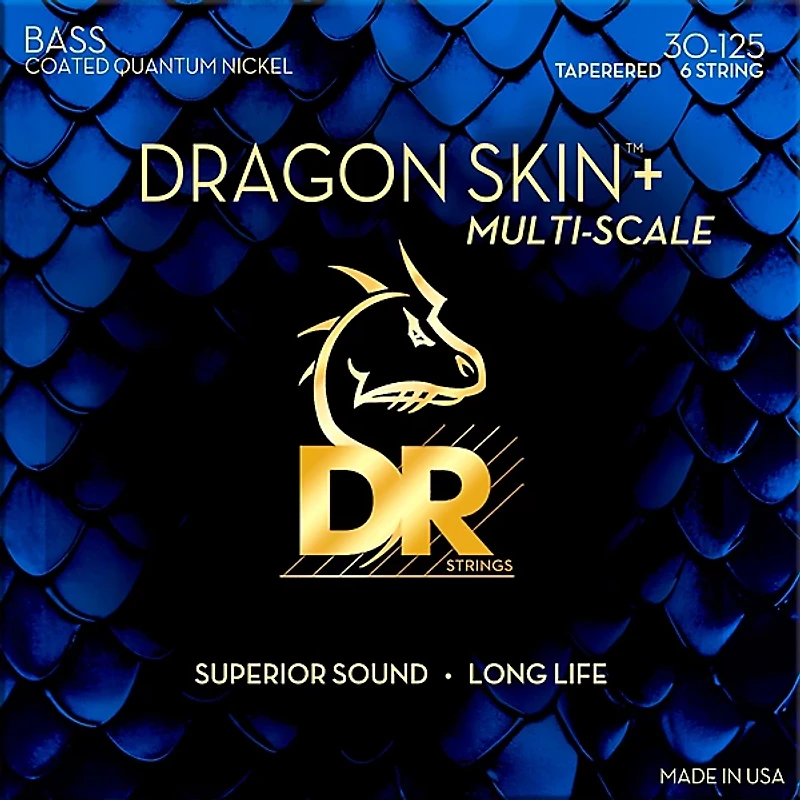 DR Strings Dragon Skin+ Coated Accurate Core Technology 6-String Multi-Scale Quantum Nickel Bass Strings 30 - 125
