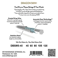 DR Strings Dragon Skin+ Coated Accurate Core Technology 5-String Multi-Scale Stainless Steel Bass Strings 45 - 125