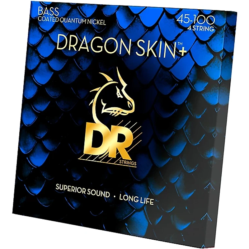 DR Strings Dragon Skin+ Coated Accurate Core Technology 4-String Quantum Nickel Bass Strings