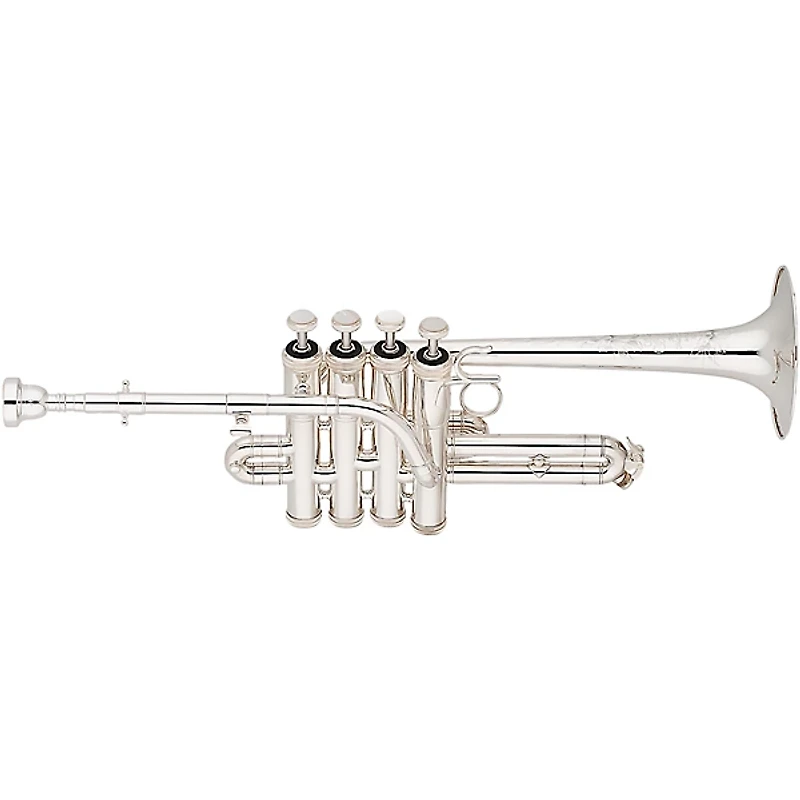 S.E. SHIRES Model 9Y Custom Series Professional Bb/A Piccolo Trumpet Silver plated Yellow Brass Bell
