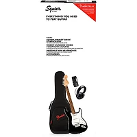 Squier Affinity Series Stratocaster Electric Guitar Pack With Fender Mustang Micro Black