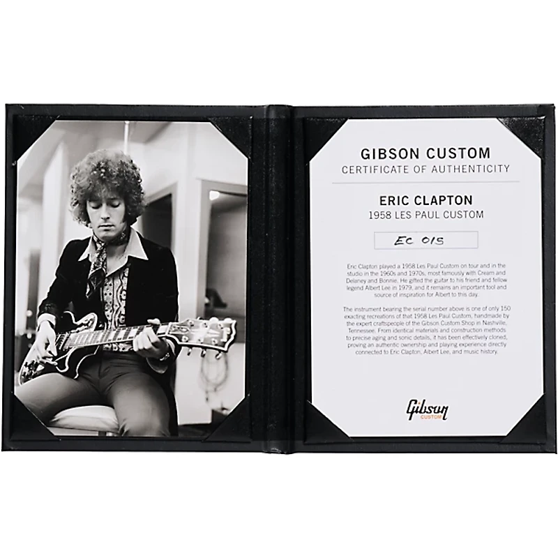 Gibson Custom Eric Clapton 1958 Les Paul Custom Electric Guitar Ebony