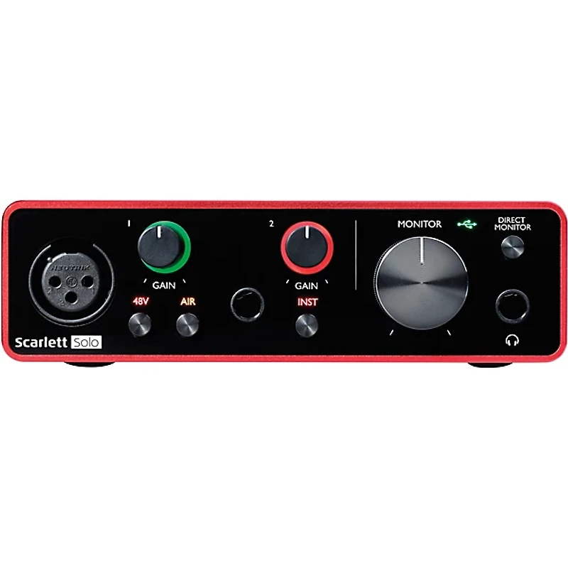 Focusrite Scarlett Solo USB Audio Interface Gen 3 With TASCAM TH-200X Studio Headphones Bundle